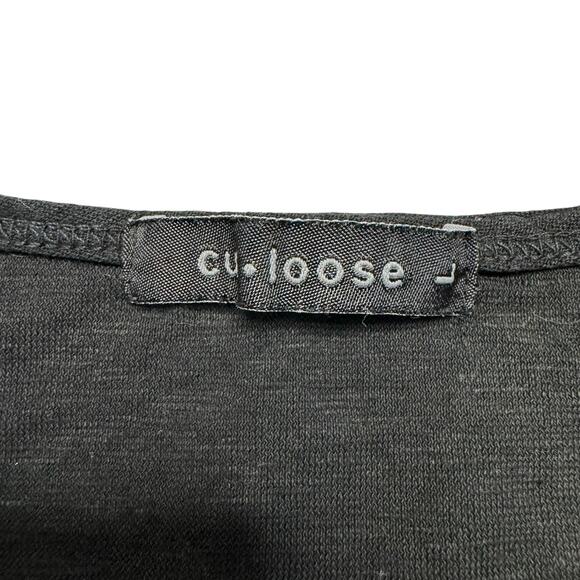 CUT LOOSE Linen Blend Gathered Neckline 3/4 Sleeve Top in Black Size Large Women - Picture 6 of 10